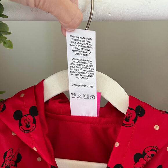 Disney Minnie Mouse Red Polka Dot Rain Jacket Hooded with Ears Girl’s size 5 - Picture 7 of 13